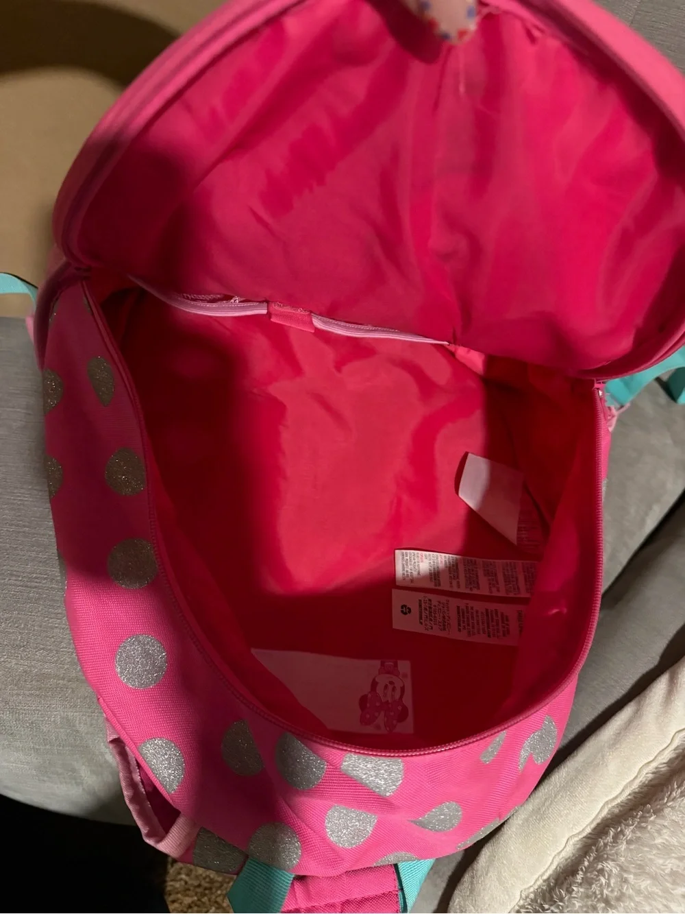 Kids Pink Minnie Mouse Character Backpack - Cute Polka Dot Bow